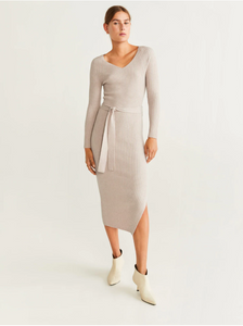 Belt Ribbed Dress